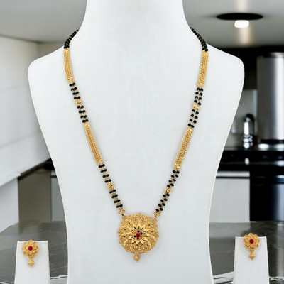 Seora Brass Gold-plated Gold, Black Jewellery Set(Pack of 2)