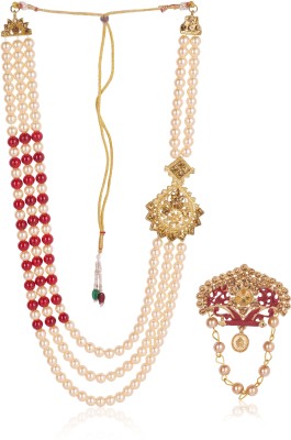 jiyanshi fashion Glass Gold-plated Maroon, Gold Jewellery Set(Pack of 1)