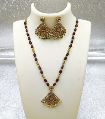 Joyful Alloy Gold-plated Maroon Jewellery Set(Pack of 1)