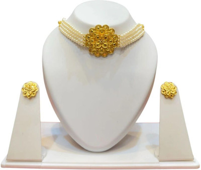 RNJewels Alloy Gold, White Jewellery Set(Pack of 1)