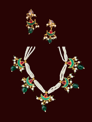 brassjewel Brass White, Green Jewellery Set(Pack of 1)