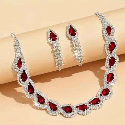 Manojit Alloy Gold-plated White, Maroon Jewellery Set(Pack of 1)