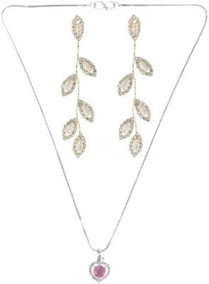 SRK Fashions Alloy Pink, Silver Jewellery Set(Pack of 1)