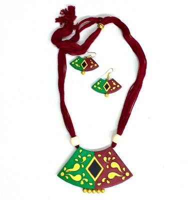 Akibuki Terracotta Maroon Jewellery Set(Pack of 1)