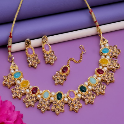 VISITART JEWELLERY Alloy Gold-plated Multicolor Jewellery Set(Pack of 3)