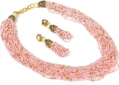 SatnamCreation Alloy Gold-plated Pink Jewellery Set(Pack of 1)