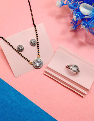 Divyanshi Collection Brass Silver Silver, Black Jewellery Set(Pack of 2)