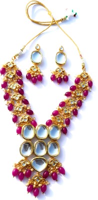 Voriyo Stone Gold-plated Pink Jewellery Set(Pack of 1)