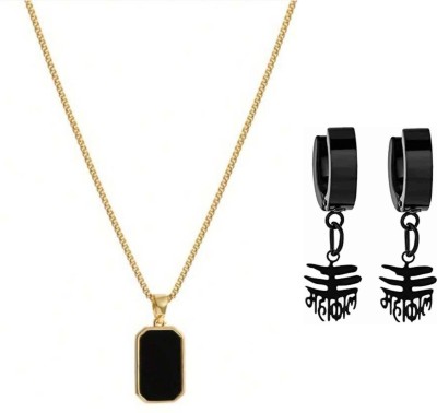 house of common Alloy Titanium, Gold-plated Black Jewellery Set(Pack of 2)