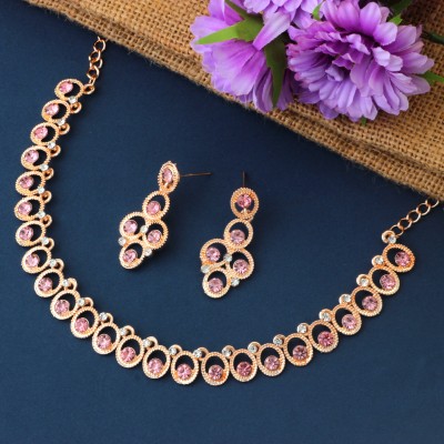 Atasi International Alloy Gold-plated Rose Gold, Pink Jewellery Set(Pack of 1)