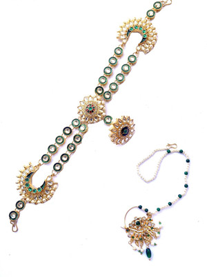 NIKYANKA Brass Gold-plated Green Jewellery Set(Pack of 1)