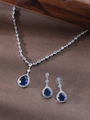 smcv Silver Blue, Silver Jewellery Set(Pack of 1)