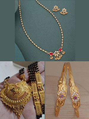 ANOUK Brass Gold-plated Red, Copper Jewellery Set(Pack of 3)