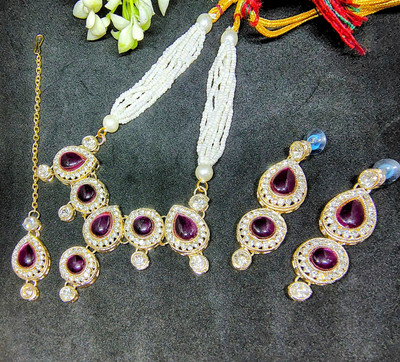 sobhanam Alloy Gold-plated Purple Jewellery Set(Pack of 3)