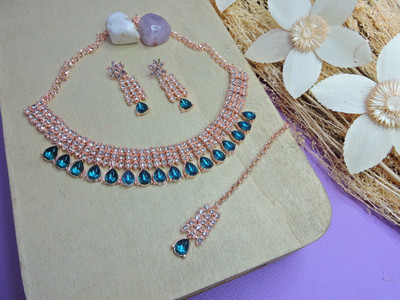 VATSALYA creation Alloy Gold-plated Turquoise Jewellery Set(Pack of 1)
