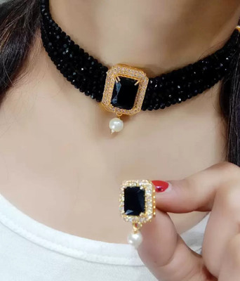 CATALYST Mother of Pearl Gold-plated Black, Gold Jewellery Set(Pack of 1)