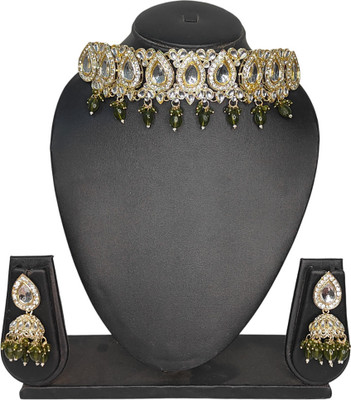 Zarmar fashion Stone, Crystal, Alloy Gold-plated Pink, Rose Gold Jewellery Set(Pack of 1)