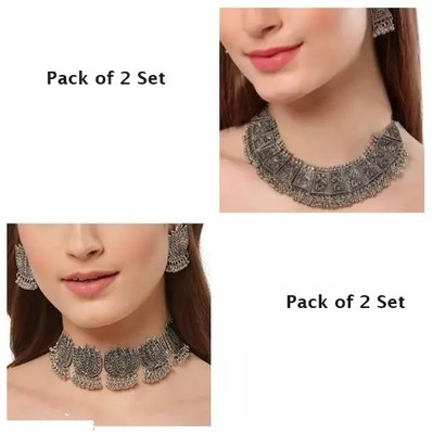 Samridhi DC Oxidised Silver, Alloy Silver Jewellery Set(Pack of 2)