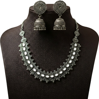 Sumatiratan Oxidised Silver Silver Silver, Orange Jewellery Set(Pack of 1)