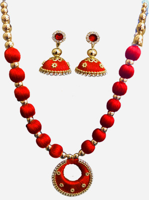SCFPKPR Dori Red Jewellery Set(Pack of 1)