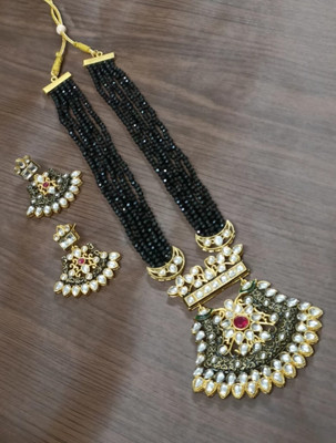 Poojajewl Brass Gold-plated Black Jewellery Set(Pack of 3)