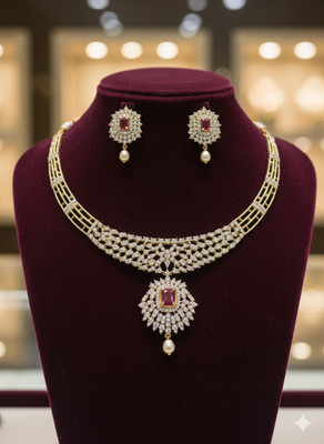 sr pro Alloy Gold-plated Gold, Red, White Jewellery Set(Pack of 1)