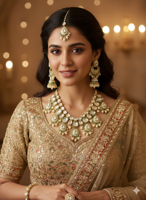 yapusa Alloy Gold-plated Gold, Green Jewellery Set(Pack of 1)