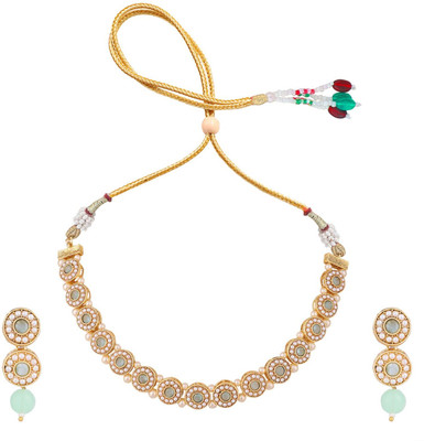 Styylo Jewels Brass Gold-plated Green Jewellery Set(Pack of 3)
