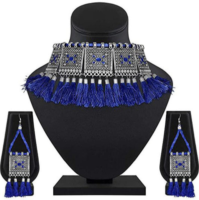 house of common Alloy Silver Blue Jewellery Set(Pack of 1)
