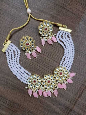 ARADHEMA Alloy Gold-plated Pink Jewellery Set(Pack of 3)