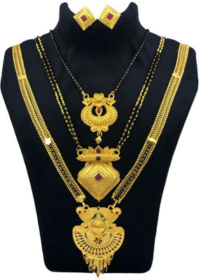 JRD GLOBAL Brass Gold-plated Gold, Multicolor Jewellery Set(Pack of 5)
