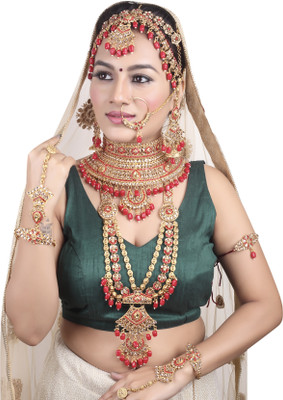 KK IMMITATION Alloy Gold-plated Red Jewellery Set(Pack of 10)
