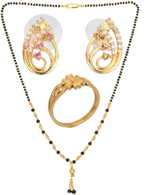 AanyaCentric Alloy Gold-plated Gold Jewellery Set(Pack of 4)