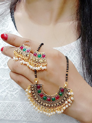 Bhagya Lakshmi Alloy Gold-plated Multicolor Jewellery Set(Pack of 1)