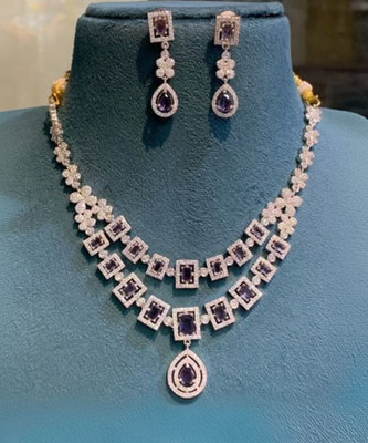 DENICRAAS Alloy Silver Red Jewellery Set(Pack of 1)