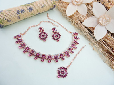 VATSALYA creation Alloy Gold-plated Purple Jewellery Set(Pack of 1)