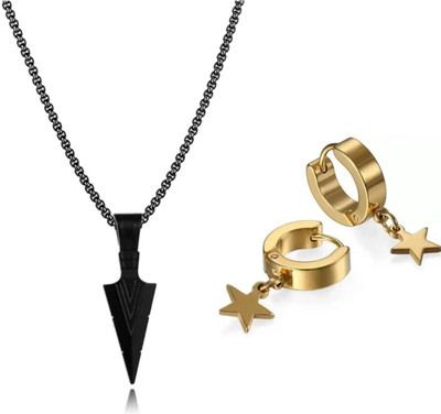 MAATRCHAAYA Alloy Titanium, Gold-plated Black, Gold Jewellery Set(Pack of 2)