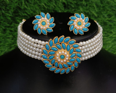 Keltron enterprise Alloy Gold-plated Blue Jewellery Set(Pack of 1)