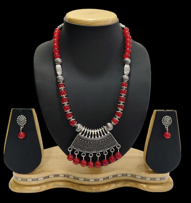 HARIHARA FASHION Oxidised Silver Red, Silver Jewellery Set(Pack of 1)