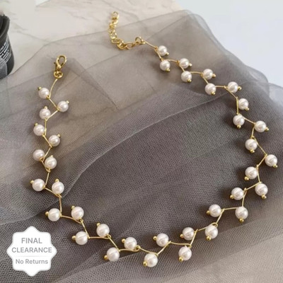 house of common Alloy Gold-plated White Jewellery Set(Pack of 1)