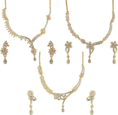 Rhymee Alloy Gold-plated White Jewellery Set(Pack of 1)