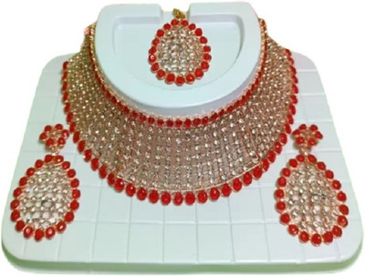 Nannu Alloy Gold-plated Red Jewellery Set(Pack of 3)