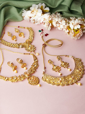 RUBANS Alloy Gold-plated Gold Jewellery Set(Pack of 3)