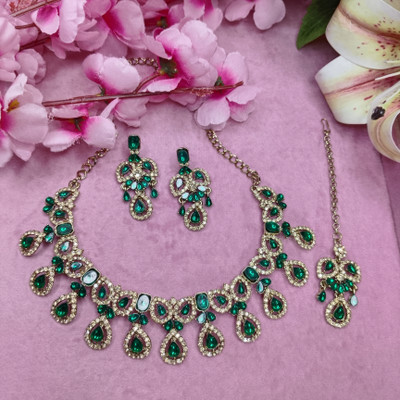 VATSALYA creation Alloy Gold-plated Green Jewellery Set(Pack of 1)