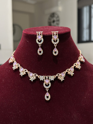 RAJ JEWELLERY Brass Gold-plated Purple Jewellery Set(Pack of 1)