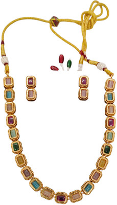 DK FASHION JEWELS Copper Gold-plated Multicolor Jewellery Set(Pack of 1)