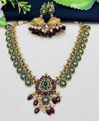 Joyful Alloy Gold-plated Maroon Jewellery Set(Pack of 1)