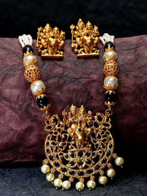BHANA STYLE Alloy Gold-plated Black Jewellery Set(Pack of 1)