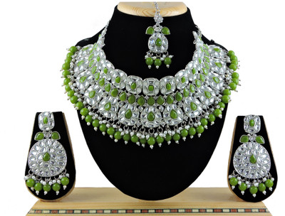 VATSALYA creation Alloy Gold-plated, Silver Green Jewellery Set(Pack of 1)