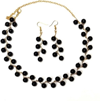 DF DEB FASHION Alloy Black, Gold Jewellery Set(Pack of 1)